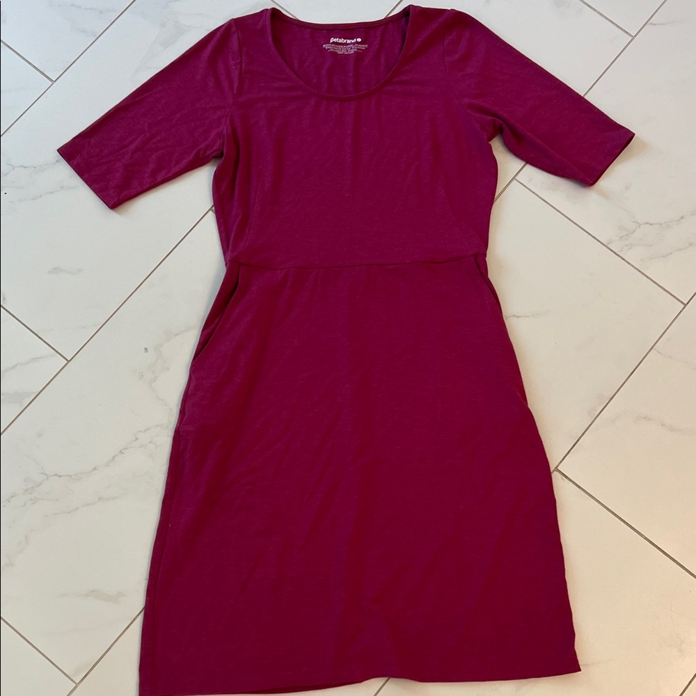 Betabrand petal pink 72 hour Midi Dress with wrap cardigan and pockets